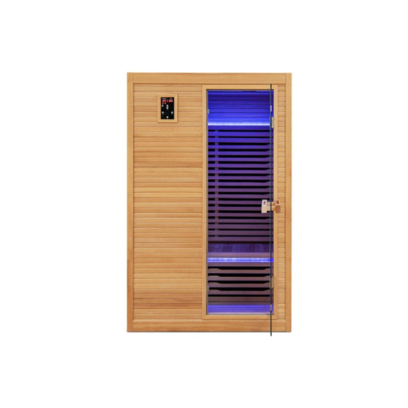 New 2 People Far Infrared Wooden Sauna Room with Free Red Light Therapy for Home
