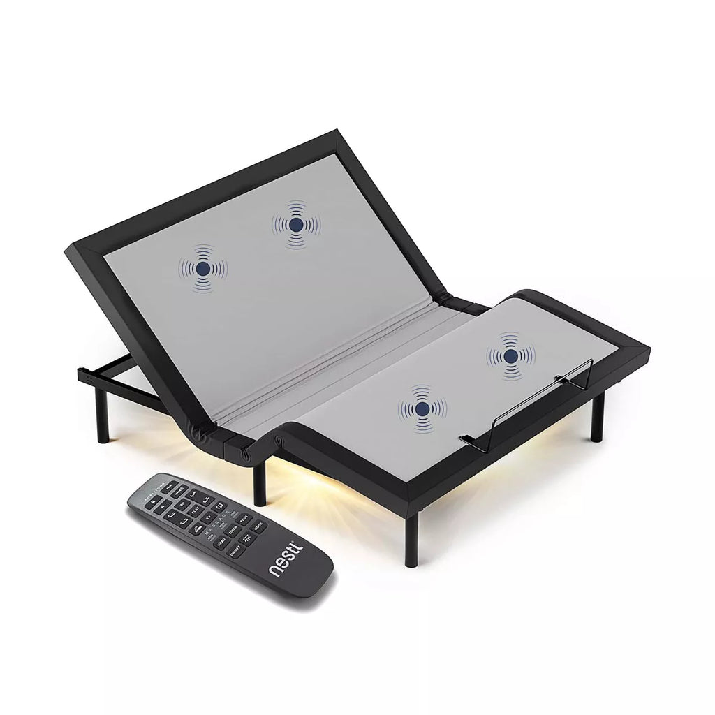 Nestl Adjustable Bed Base, Zero Gravity Massage Bed Frame with Wireless Remote, USB Ports, & Built-In LED Lights