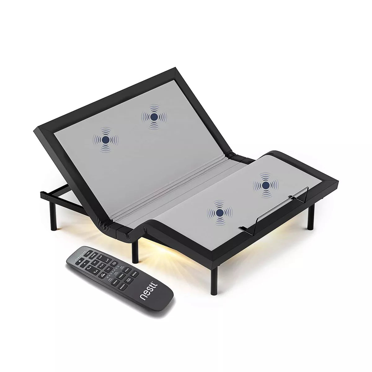 Nestl Adjustable Bed Base, Zero Gravity Massage Bed Frame with Wireless Remote, USB Ports, & Built-In LED Lights