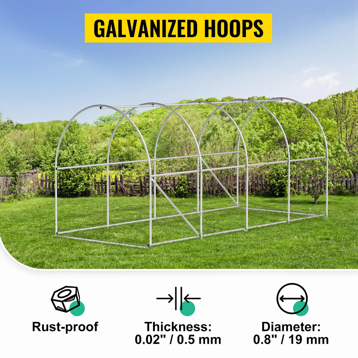 Walk-In Tunnel Greenhouse Galvanized Frame & Waterproof Cover 15X7X7/10X7X7/20X10X7/12X7X7 Ft Greenhouses & Cold Frames